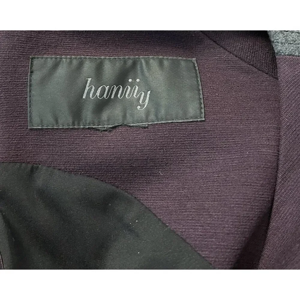 Hanii Y Small 38 Dress Purple Gray Sheath Wool Knee Length Sleeveless Belted Vtg